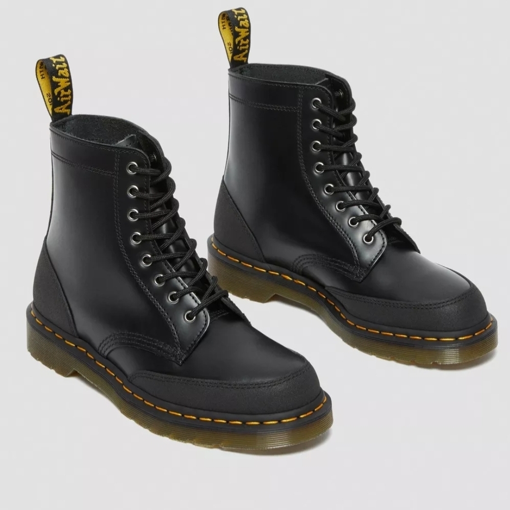Dr. Martens Black Boots with Yellow Stitching